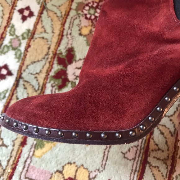 rag & bone Studded Burgundy Suede Boots - Picture 3 of 7